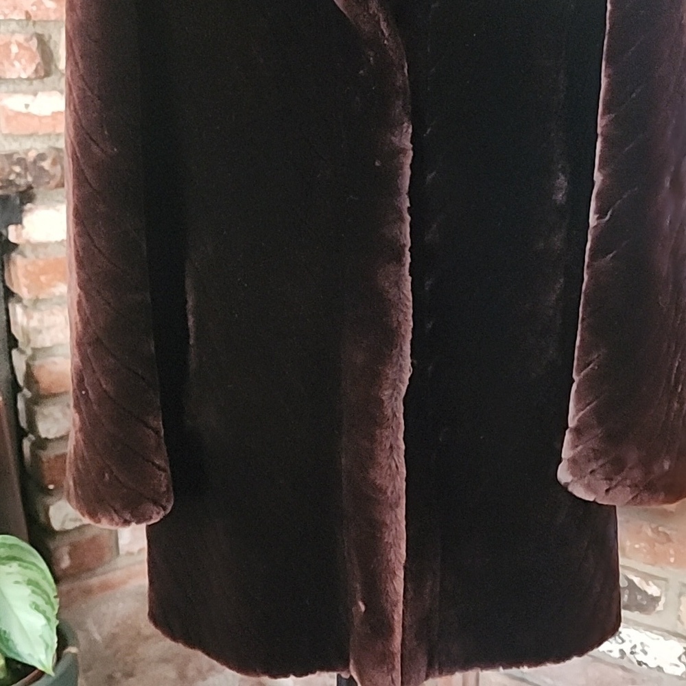 Vintage Pellicceria Canali Milano Dark Brown Mouton Lamb Fur Coat Italy - Picture 4 of 14